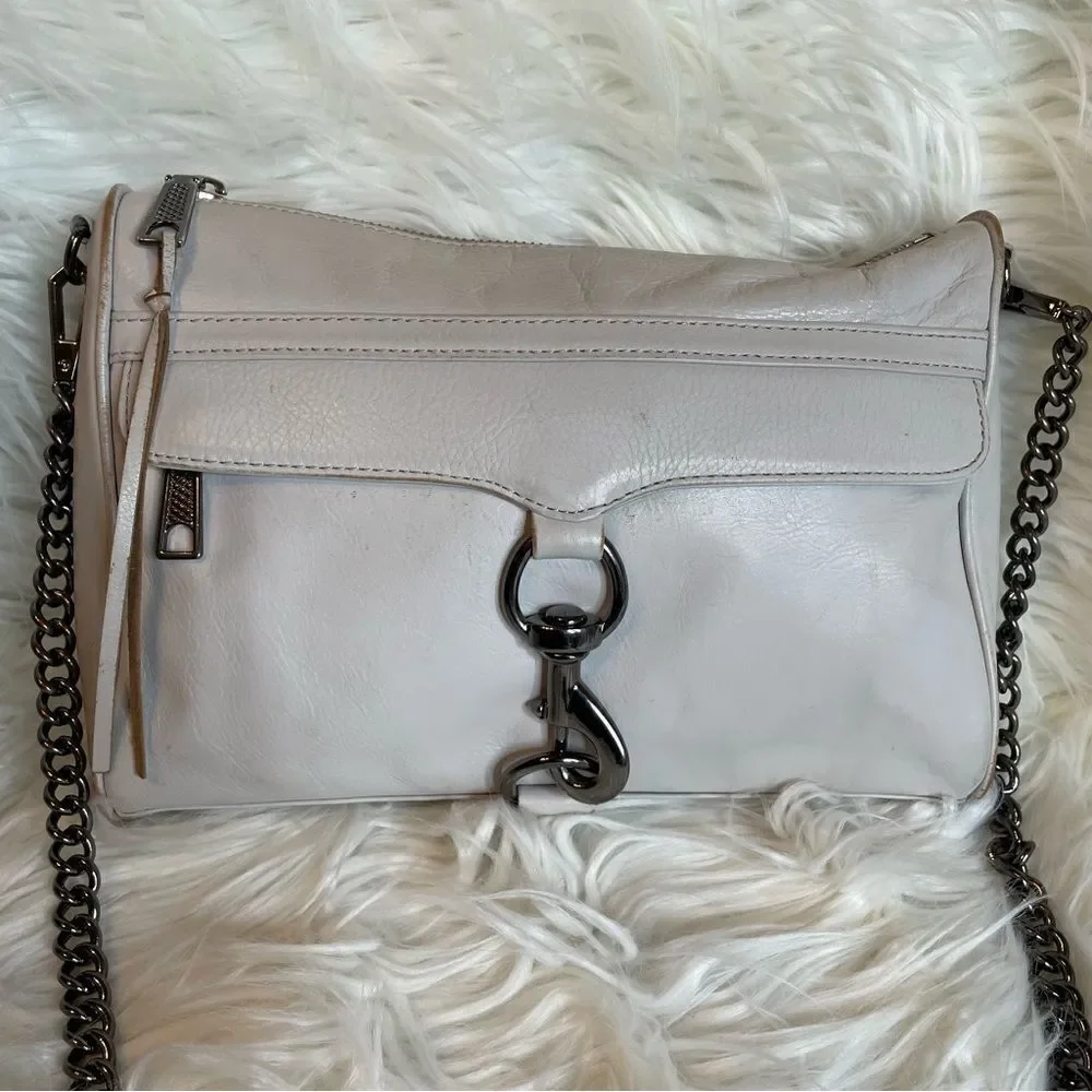 REBECCA MINKOFF Mini Mac Beige Leather Crossbody Shoulder Bag‎